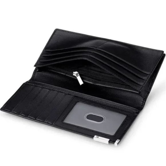 NEW LONG Wallets for Men Leather RFID Blocking Bifold Wallet, Classic Black - Picture 5 of 8